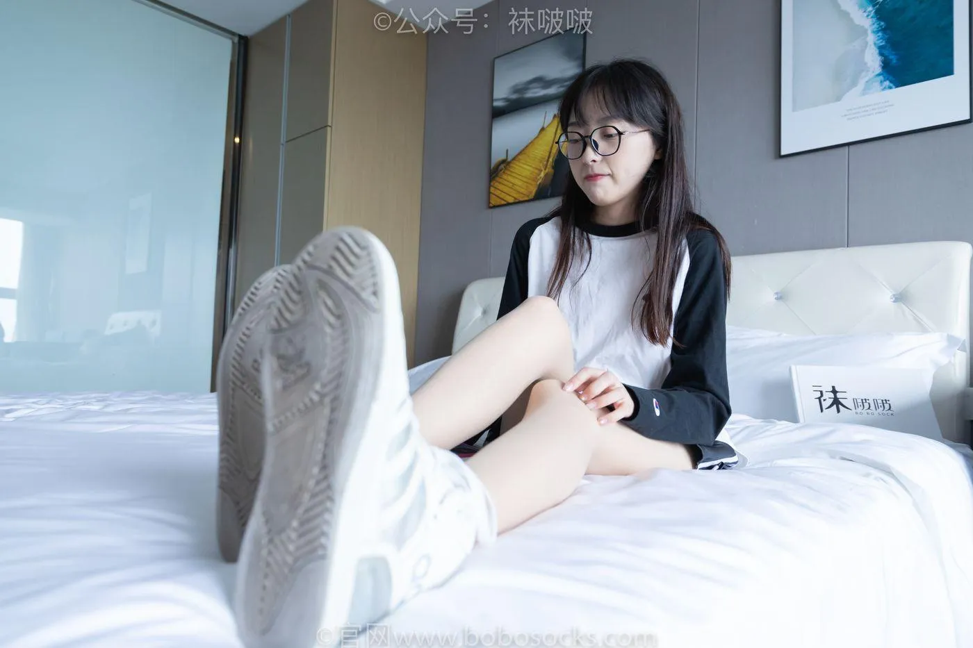 [BoBoSocks袜啵啵]NO.015 稚予-阿迪板鞋、白色短棉袜、肉丝 [135P]插图6